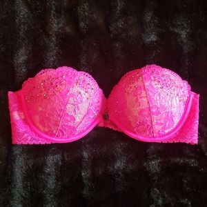 Victoria's Secret strapless bra embellished pink